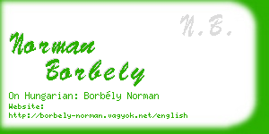 norman borbely business card