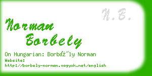 norman borbely business card